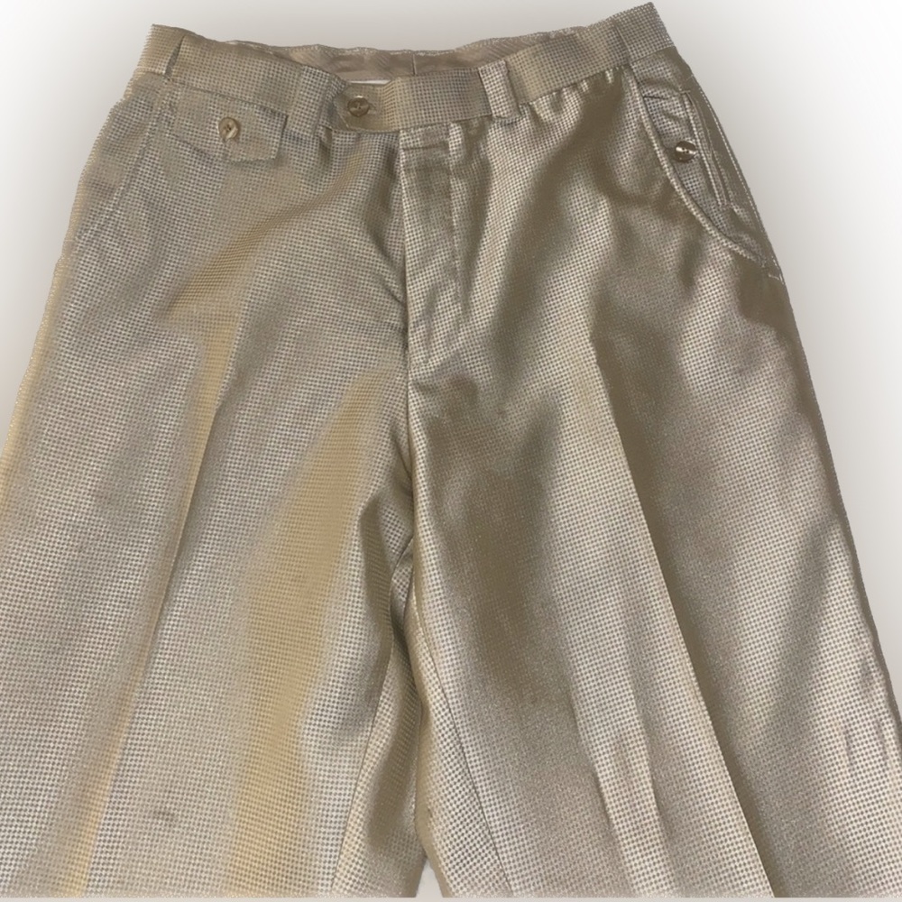 Blu Martini Mens Shiny Crème Checkered Dress Pants Size 36